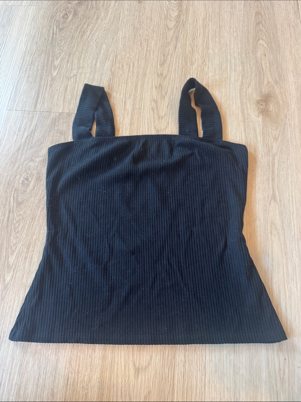 Reformation Black Ribbed Square-Neck Tank
